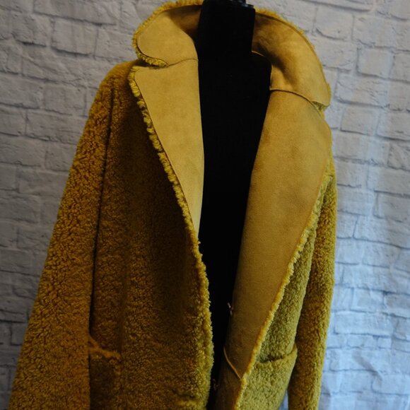 Scotch & Soda Ladies long reversible teddy jacket in yellow - Picture 7 of 16